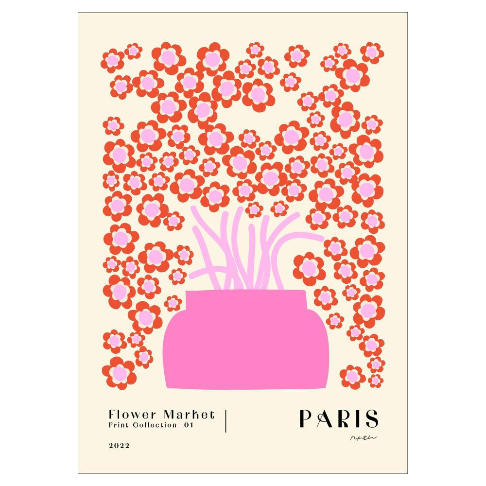 POSTER NKTN - Flower Market Paris - Pink, Papier (30/40/0.1cm) - Poster&Frame