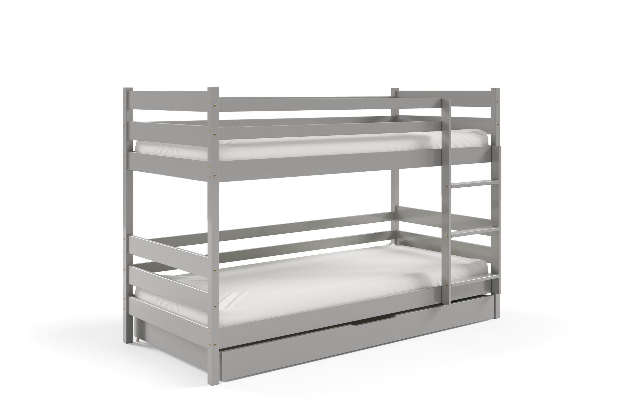 ETAGENBETT SIMBA mit Bettkasten 80x160 cm Hellgrau - Hellgrau, Holz (80/160cm) - MASSENO