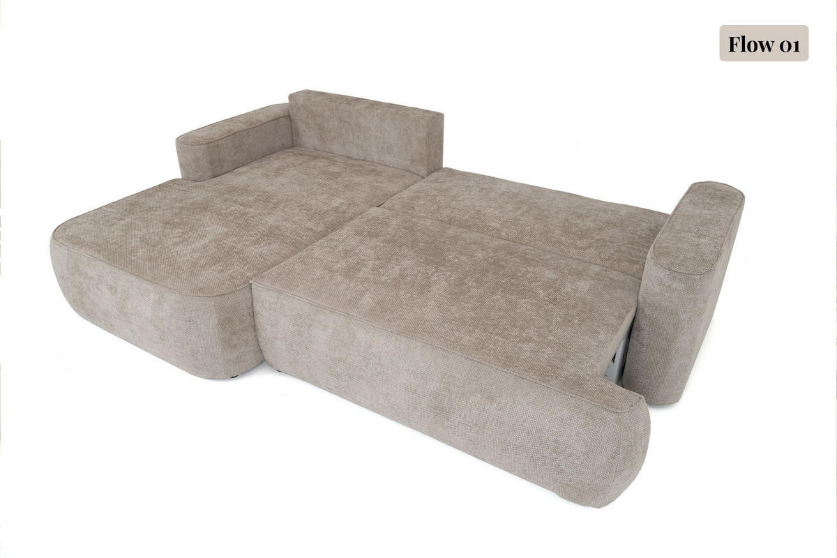 ECKSOFA Marion mit Schlaffunktion & Bettkasten in Chenille Terakotta, Orange, Links 267/154/83 cm - Terracotta/Schwarz, Kunststoff/Textil (267/154cm) - WFL GROUP