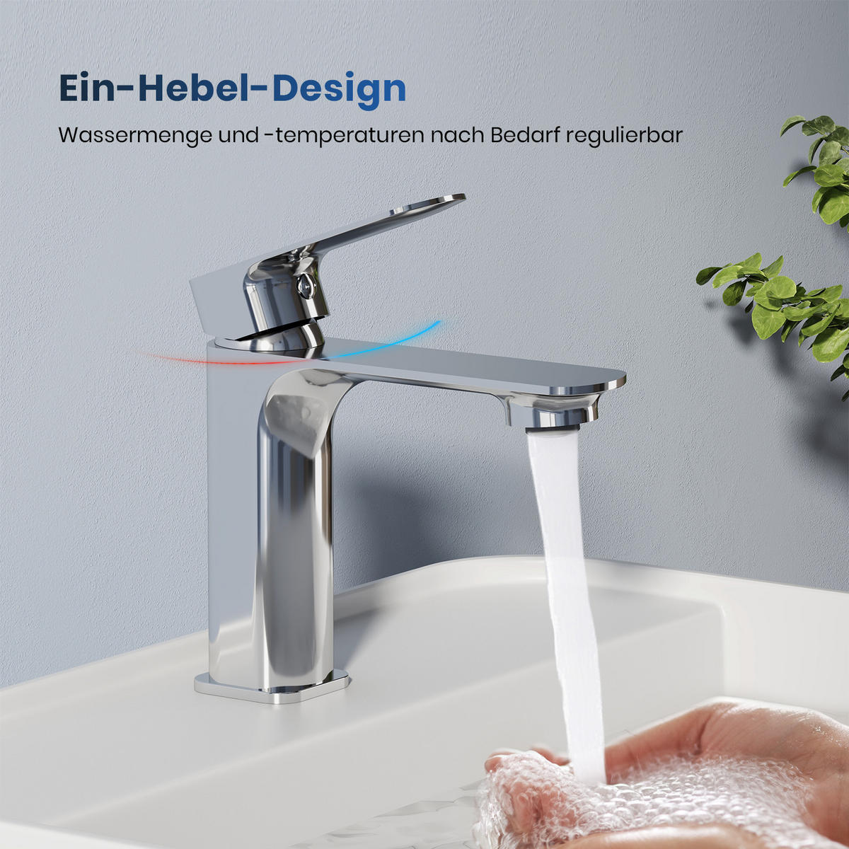 WASCHTISCHARMATUR aus 4MS-Messing Verchromt 15,2 cm - Chromfarben, Metall (15.2/4.5/16.6cm) - EMKE