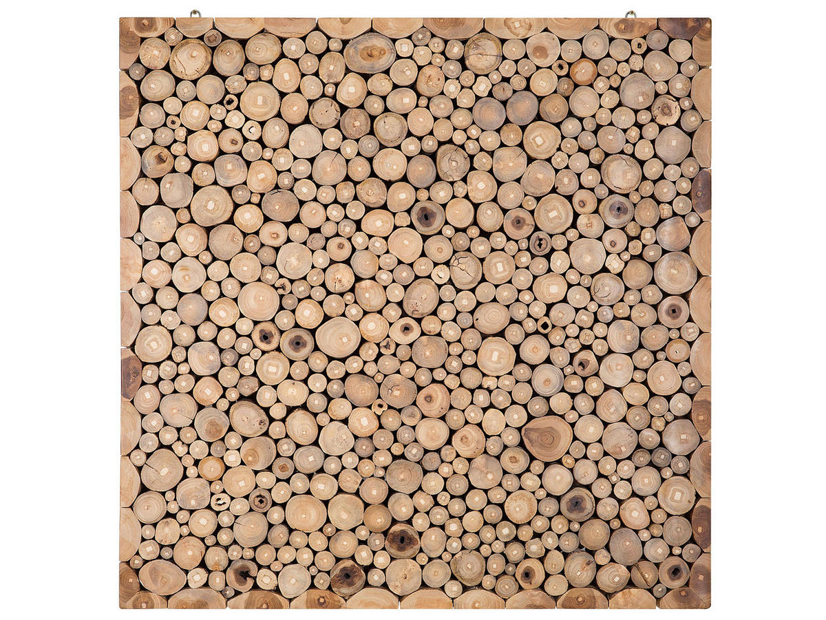 WANDDEKORATION Teakholz heller holzfarbton Twig - Hellbraun, Holz (85/85/6cm) - Beliani