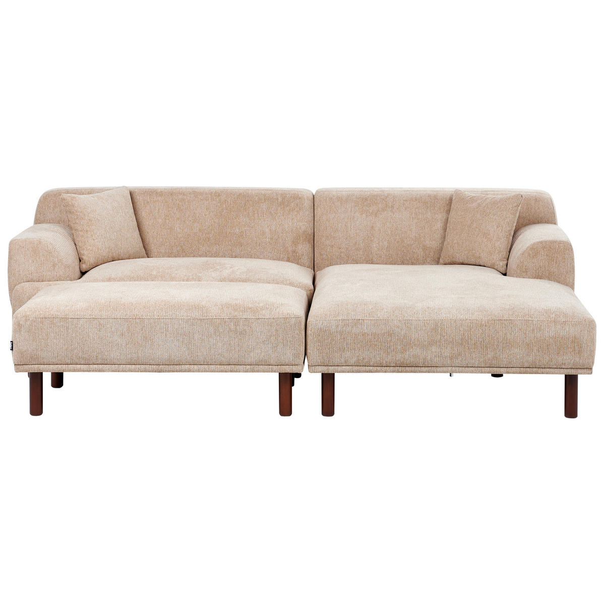 ROHOVÁ POHOVKA 3-místná Látka Béžová s otomanem levostranná Holt - béžová, textil (241/159cm) - Beliani