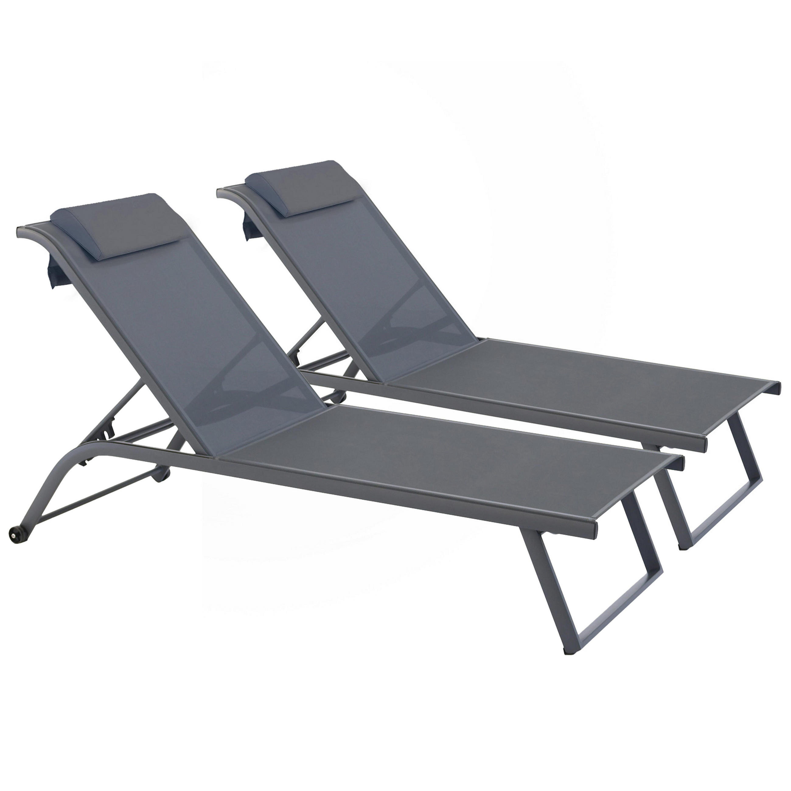 SONNENLIEGE 2-tlg., Grau - Grau, Textil (70/69/182cm) - Oviala