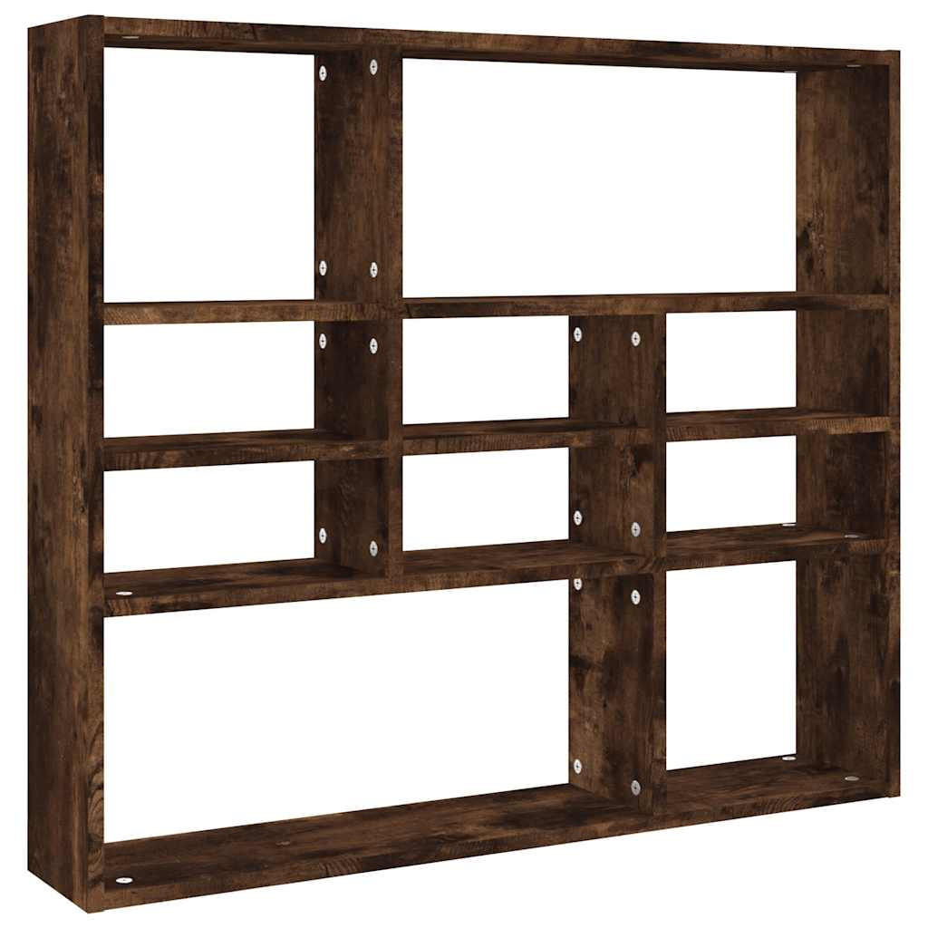WANDREGAL mit 10 Fächern 90/16/78 cm aus Holzwerkstoff Räuchereiche Dekor - Dunkelbraun, Holz (90/78/16cm) - vidaXL