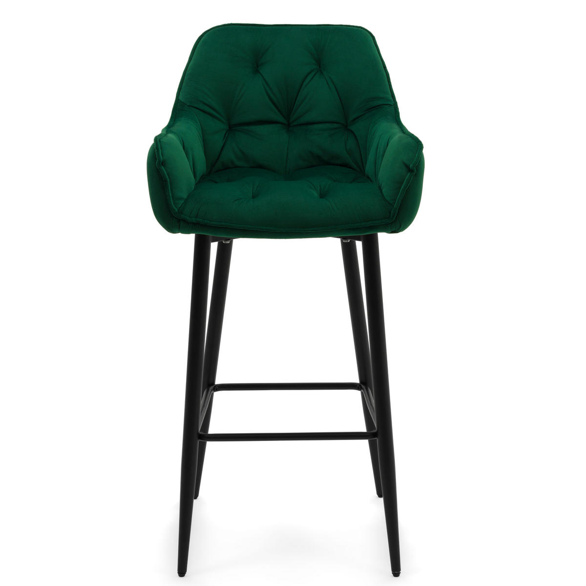 BARHOCKER SIENA gepolstert mit Steppung - grün - Samt Velours - Schwarz/Grün, Metall (53/97/52cm) - NEW HOME