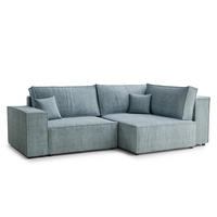 ECKSOFA MIT SCHLAFFUNKTION Tonga Hellblau Webstoff - Schwarz/Hellblau, Holz/Holzwerkstoff (255/105cm) - Maison de Reve