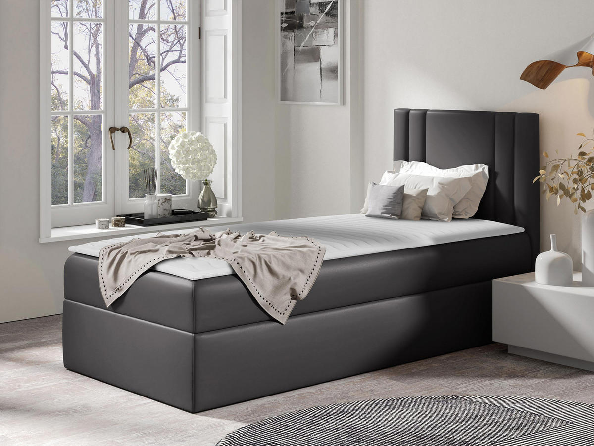 BOXBETT Carmen Mini, Seite zum Öffnen des Bettkastens: Rechts - Alufarben, Holz (80/200cm) - MIRJAN24