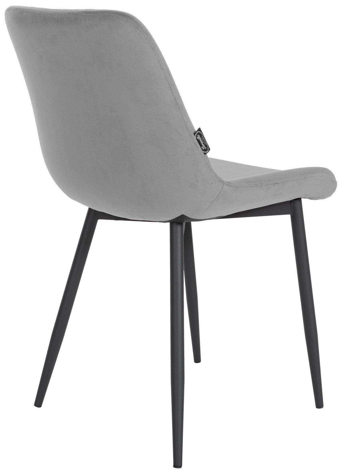 STUHL Samt grau - Schwarz/Grau, Textil/Metall (51/80/60cm) - CLP