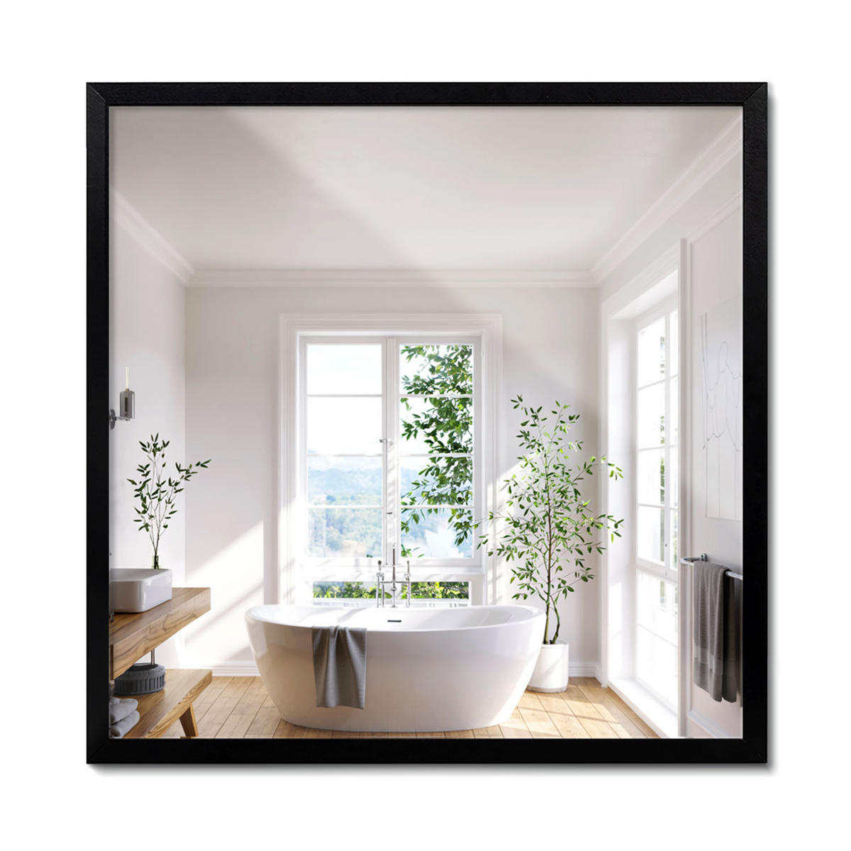 SPIEGEL 50x50cm Schwarzer Rahmen - Transparent, Glas (50/50/0.4cm) - Wallfluent