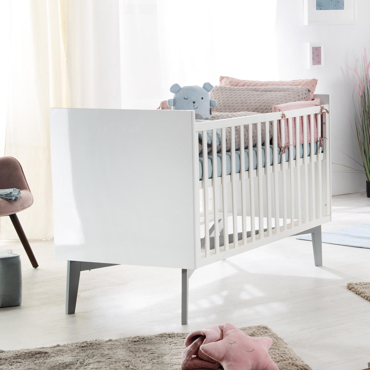 BABYBETTWÄSCHE Lil Planet 100x135 cm grau - Grau, Textil (100/135cm) - Roba