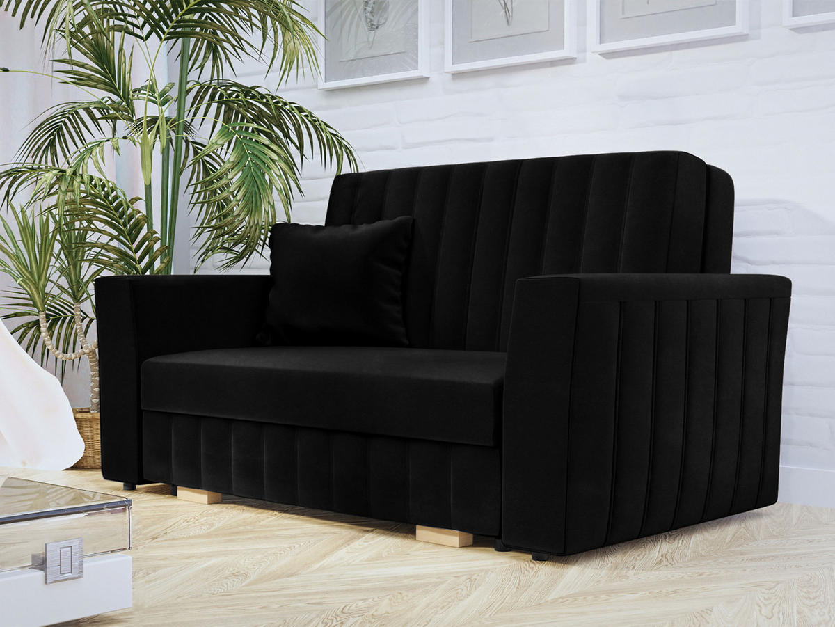 SCHLAFSOFA Viva Glam II - Schwarz/Naturfarben, Holz/Kunststoff (145/85/98cm) - MIRJAN24