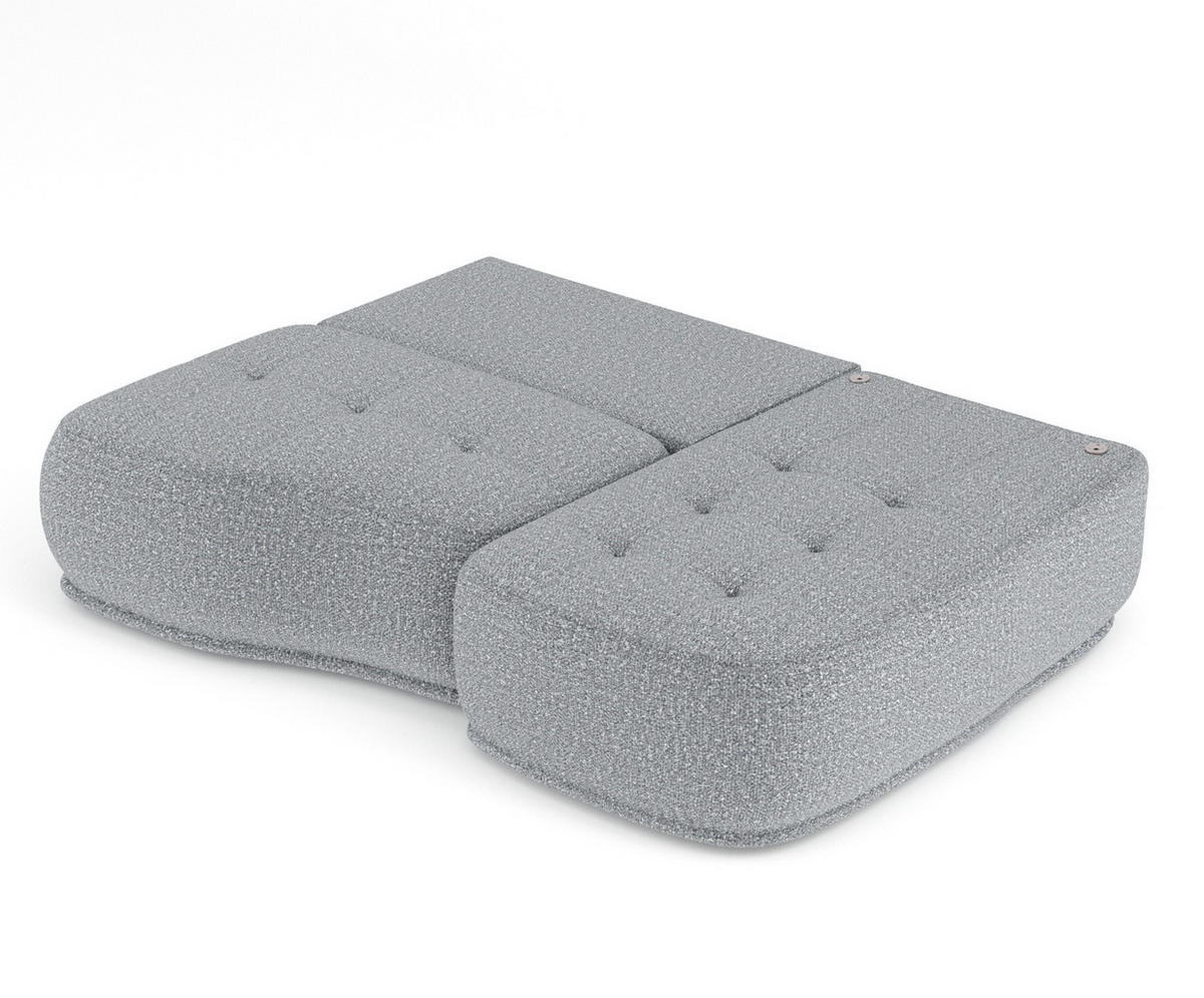 ECKSOFA MIT SCHLAFFUNKTION Batu Grau Plüschstoff - Schwarz/Grau, Holz/Holzwerkstoff (223/158cm) - Maison de Reve