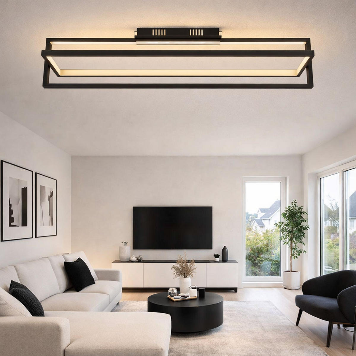 LED DECKENLEUCHTE FLIPS Schwarz Metall - Schwarz, Metall (82/18/21.5cm) - Globo Lighting