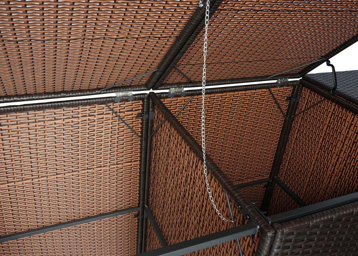 MÜLLTONNENBOX 3er HxBxT 110x195x66cm Poly-Rattan 3x120l Braun - Braun, Kunststoff (195/110/66cm) - PROREGAL