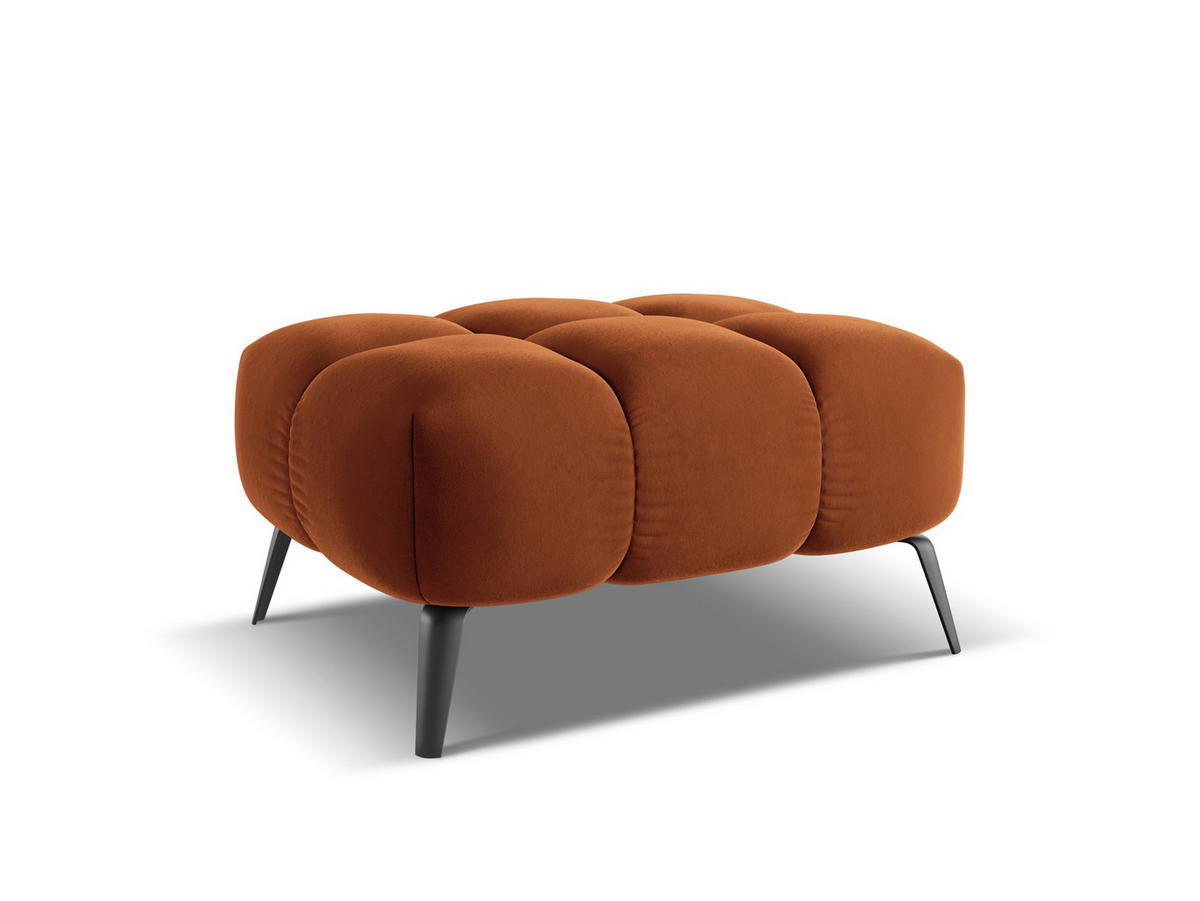 POUF Samt Stoff Orange - Terra cotta/Schwarz, Textil/Metall (78/41/60cm) - Makamii