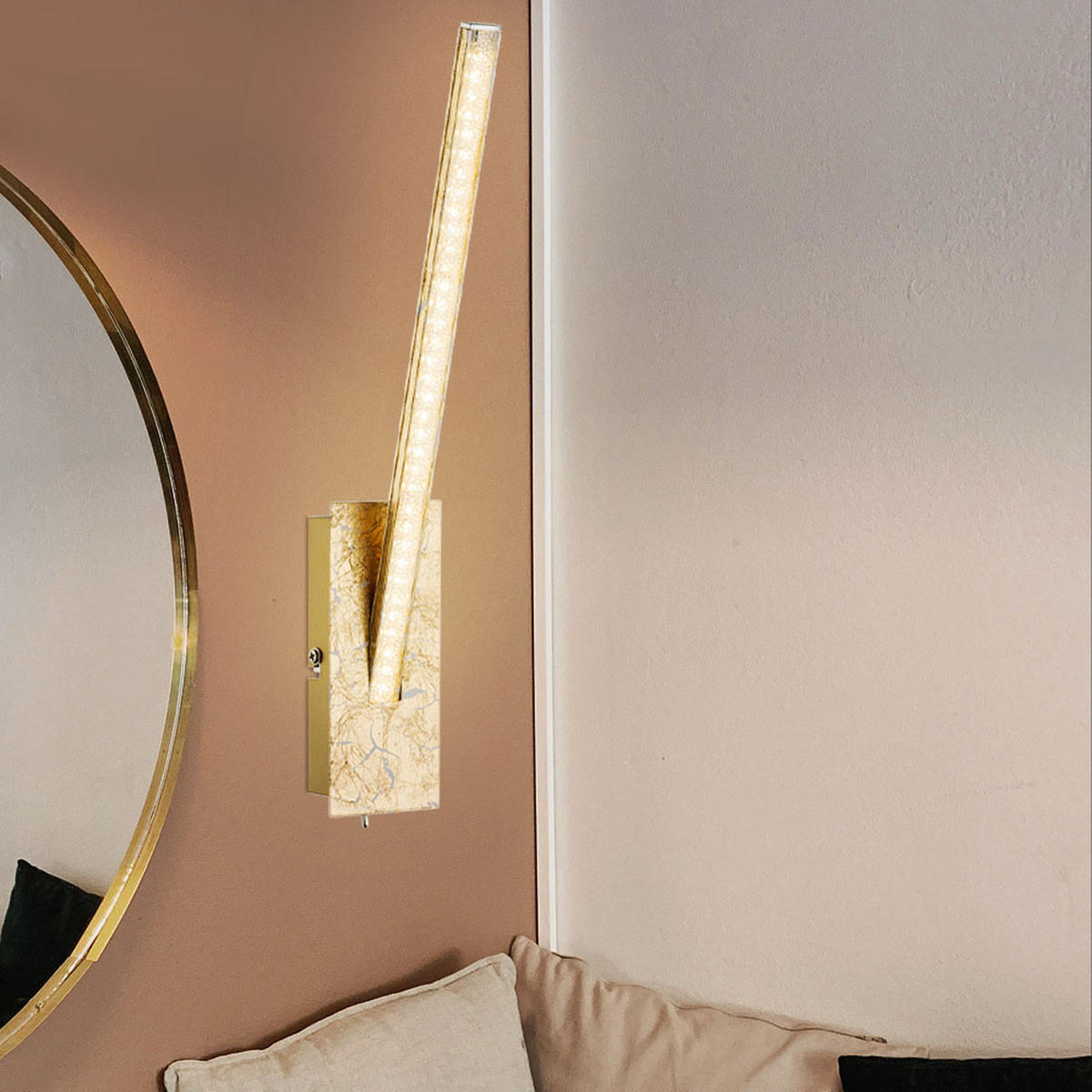 LED WANDLEUCHTE Fuego Gold Kristall 2er Set - Goldfarben, Metall (6.2/35/10.5cm)