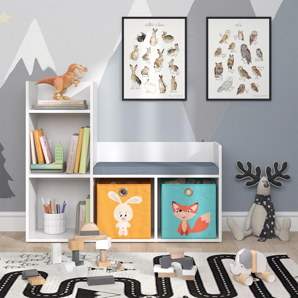 KINDERSITZBANK Luigi Weiß 107.2 x 88.6 cm mit 2 Faltboxen opt.1 - Weiß, Holzwerkstoff (107.2/88.6/30.9cm) - Vicco