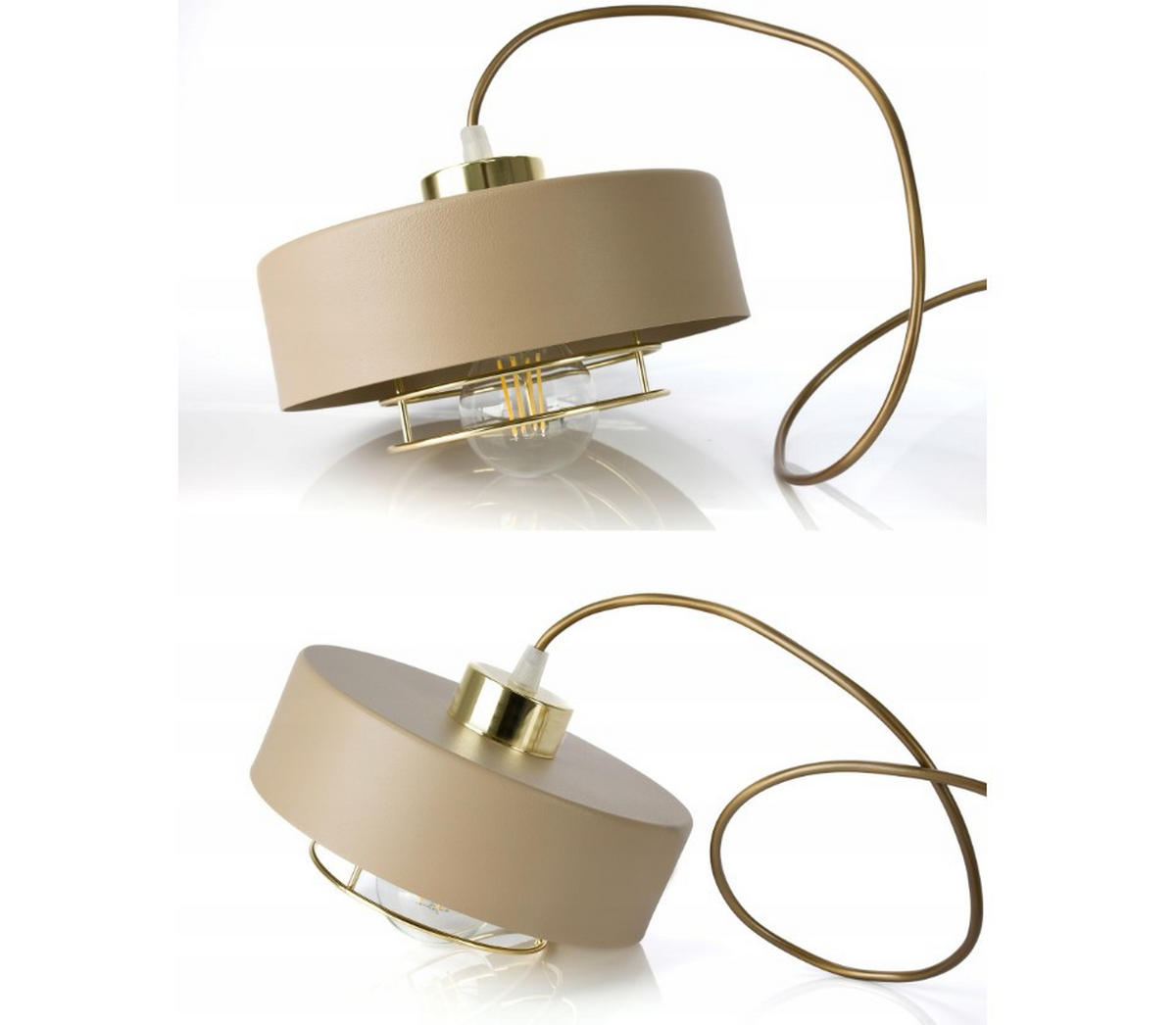 PENDELLEUCHTE ECRU - Beige/Goldfarben, Metall (44/44/100cm) - kiki design