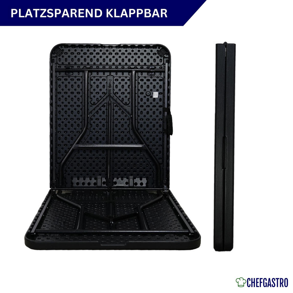 BUFFETTISCH klappbar 180x74cm 8 Personen Kunststoff Holz Optik Schwarz - Schwarz, Kunststoff (74/180/74cm) - CHEFGASTRO