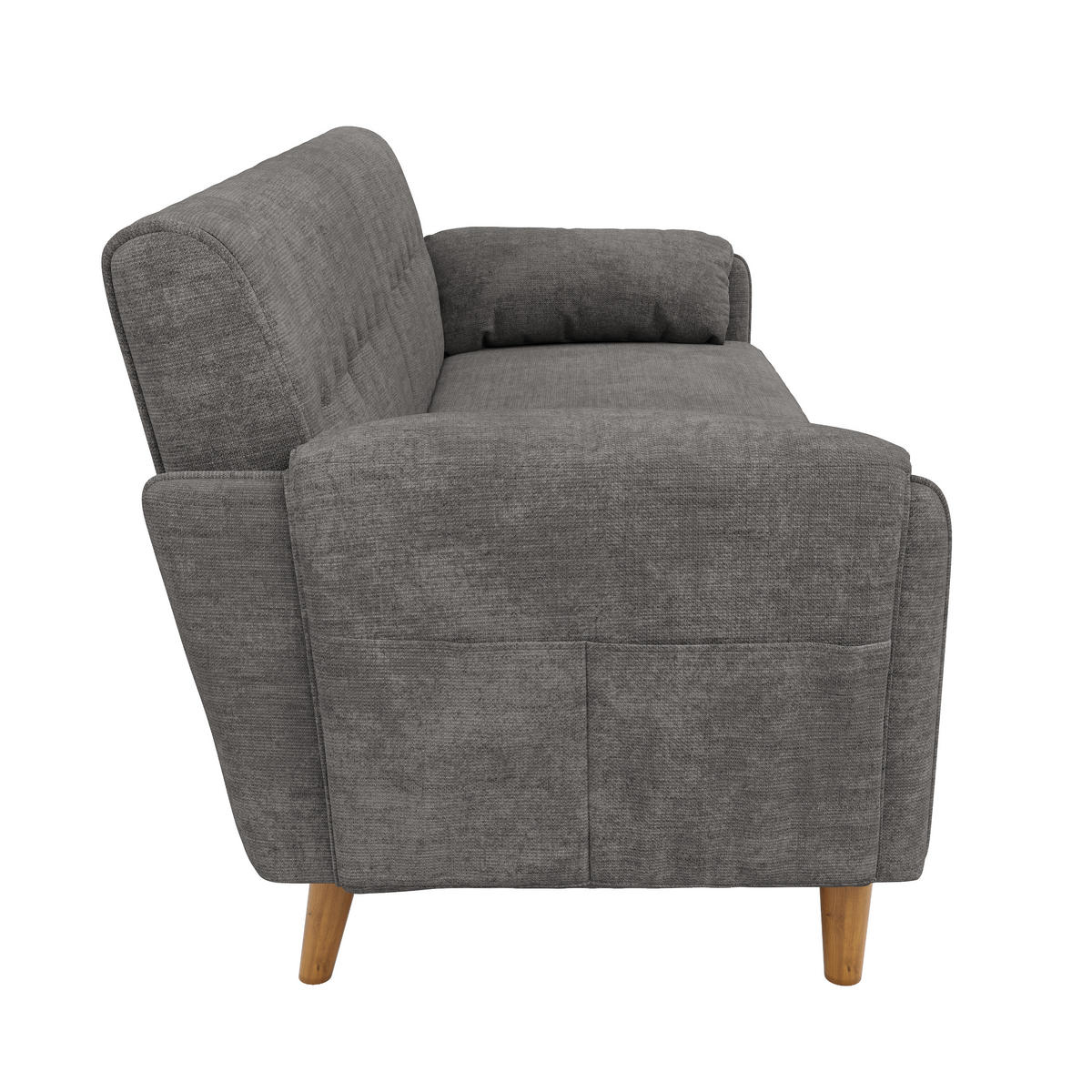 2-SITZER-SOFA Chenille mit Massivholzbeinen, DE-42464, Hellgrau - Hellgrau, Holzwerkstoff (161.5/83.5/79cm) - ComfortXL