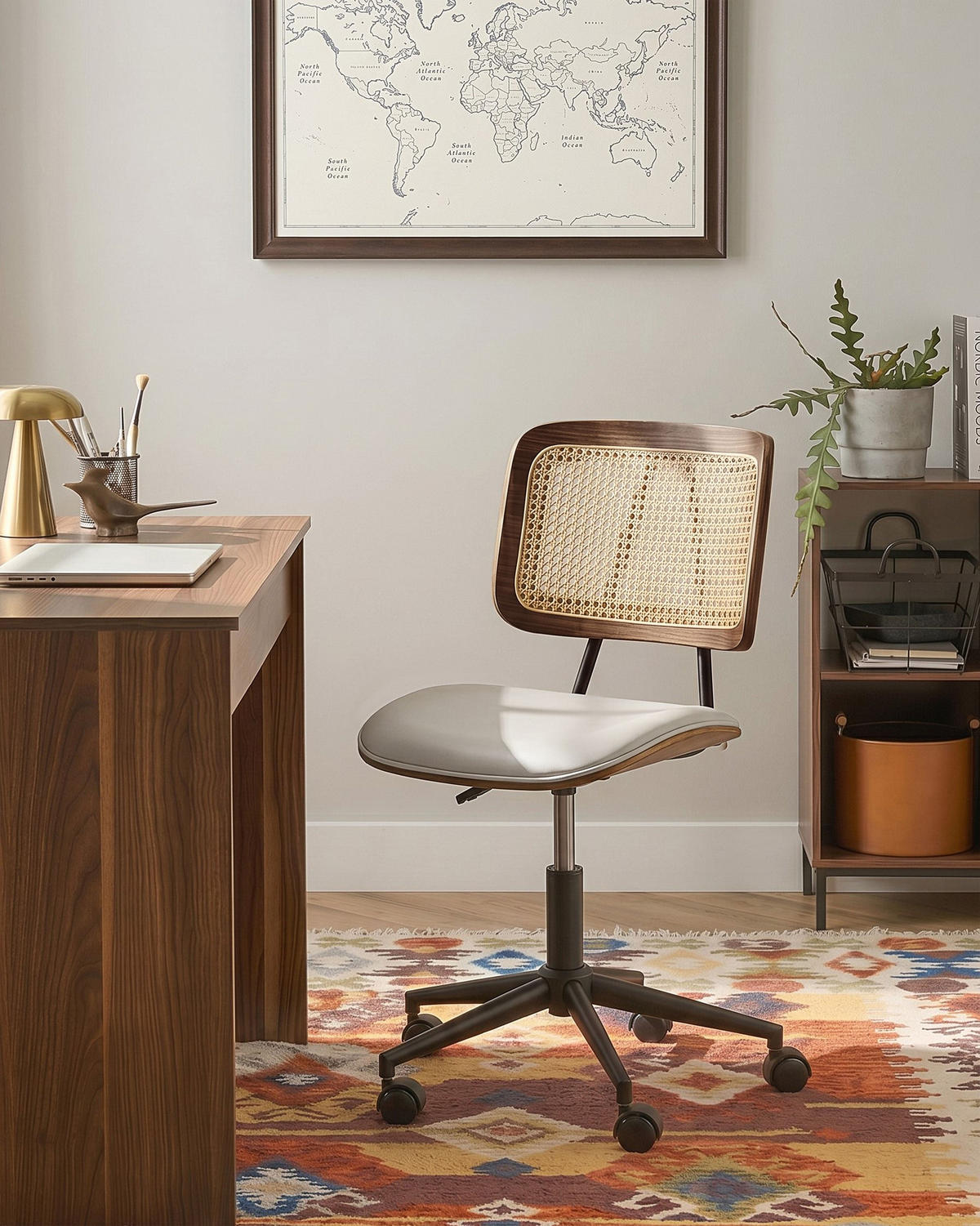 SCHREIBTISCHSTUHL Kunstleder Taupe Ardo - Taupe, Kunststoff (66/80/66cm) - Beliani