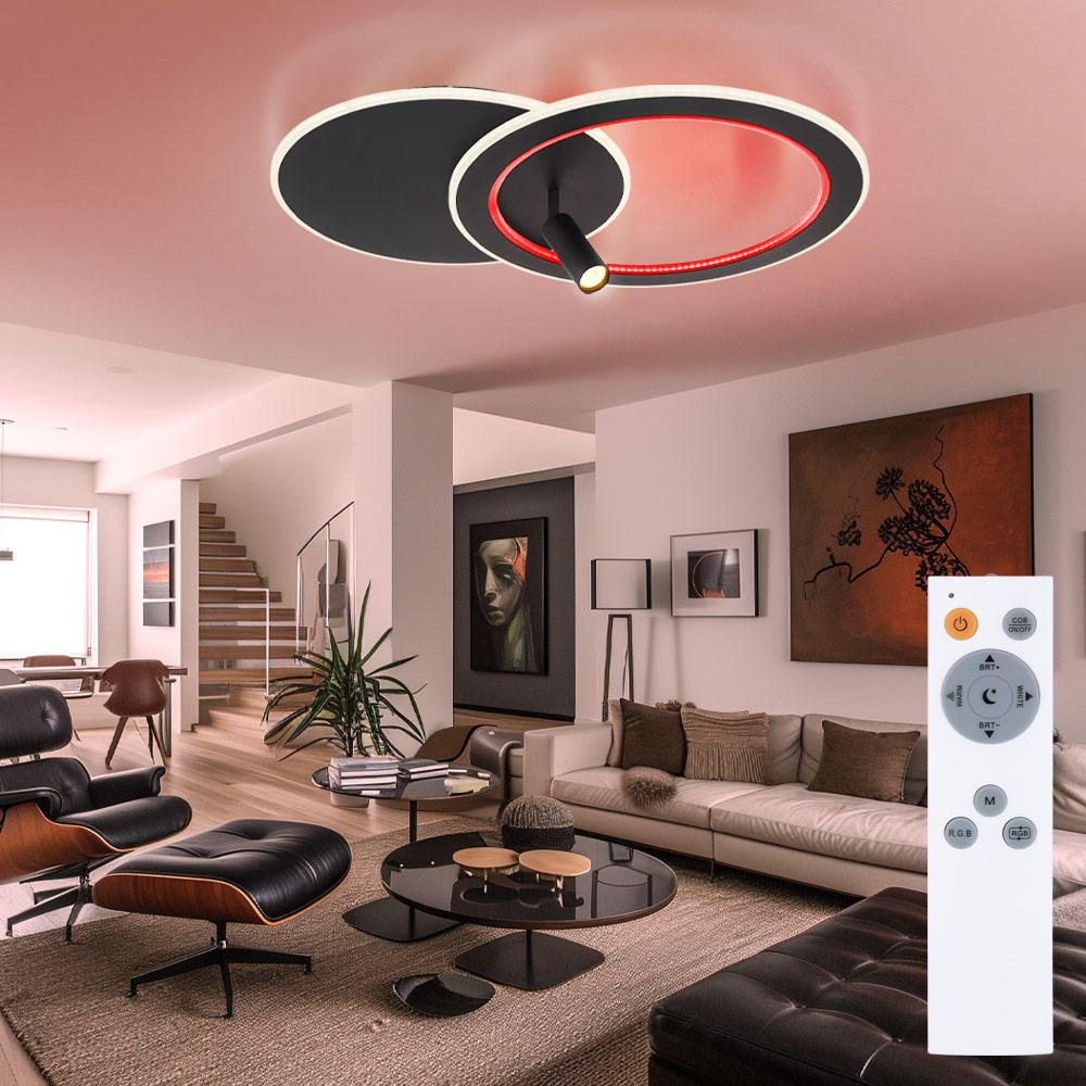 LED DECKENLEUCHTE Marian Schwarz Metall - Schwarz, Metall (69.5/49.2/13.5cm) - Globo Lighting