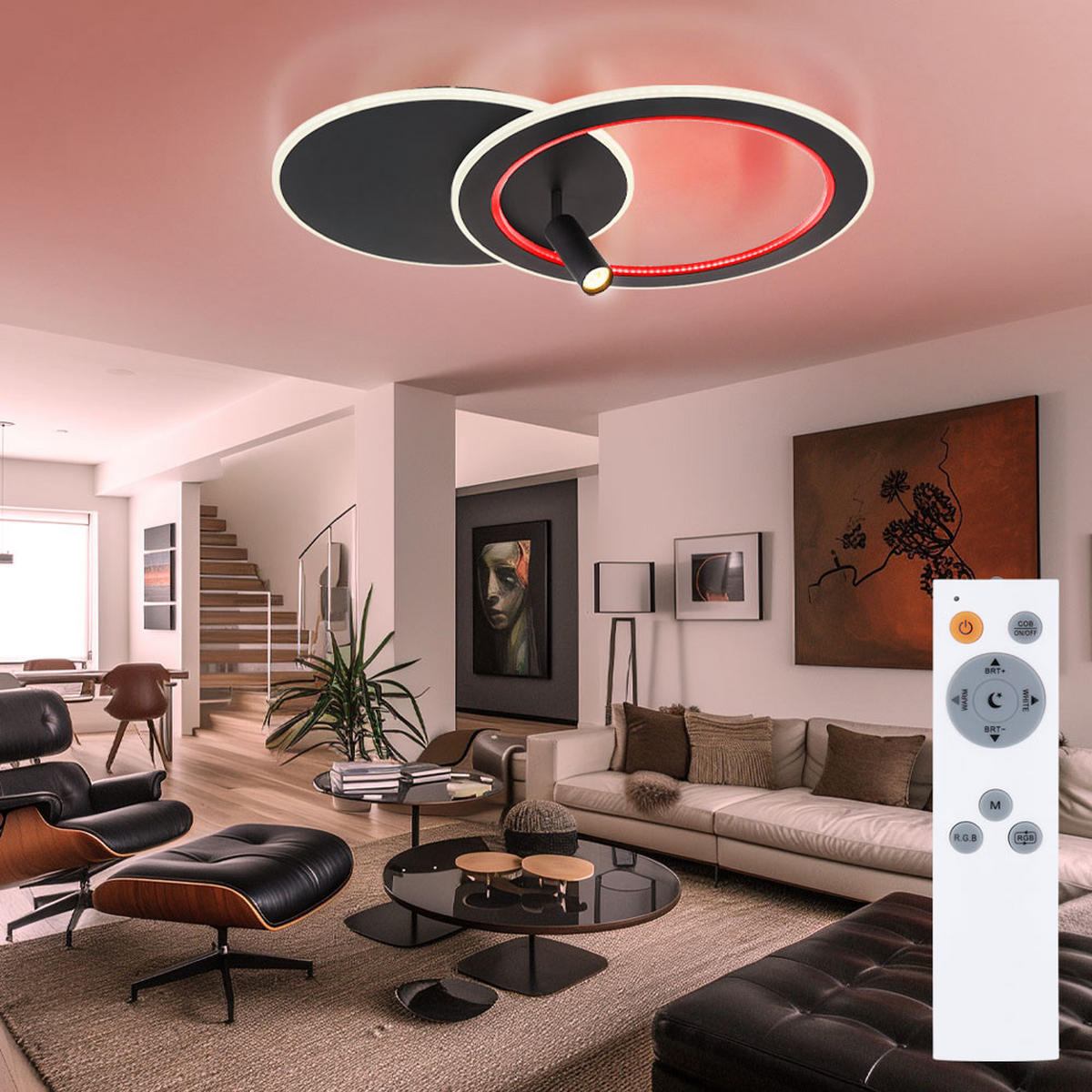 LED DECKENLEUCHTE Marian Schwarz Metall - Schwarz, Metall (69.5/49.2/13.5cm) - Globo Lighting