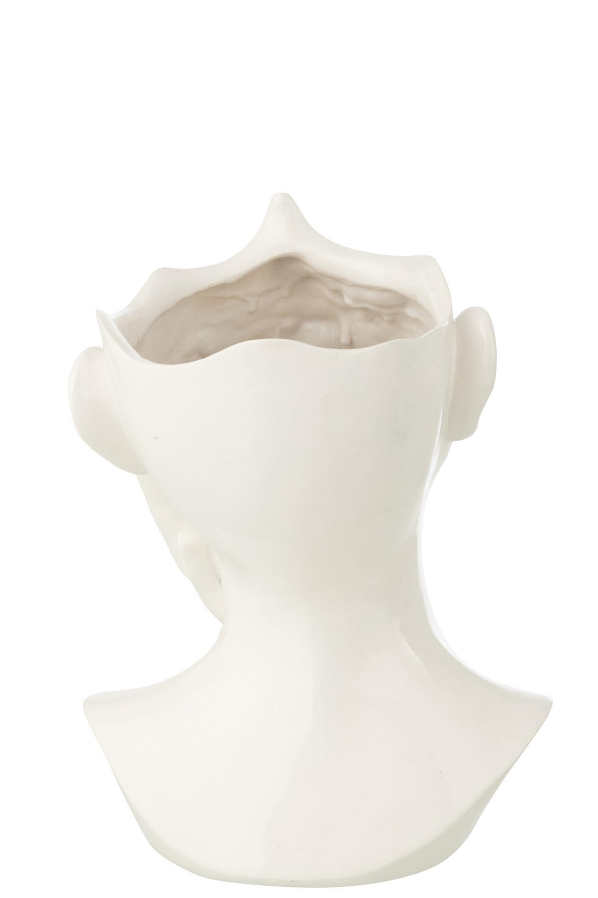 BLUMENTOPF FRAU Weiß - Weiß, Glas/Naturmaterialien (20/27.5cm) - J-Line