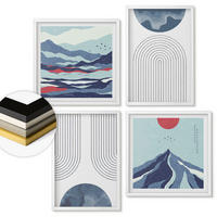 WANDBILDER 4er-Set - 50x50 cm & 40x60 cm Weißer Rahmen - Abstrakte Berglandschaften - Weiß, Kunststoff (50/50cm) - ArtPrintCave
