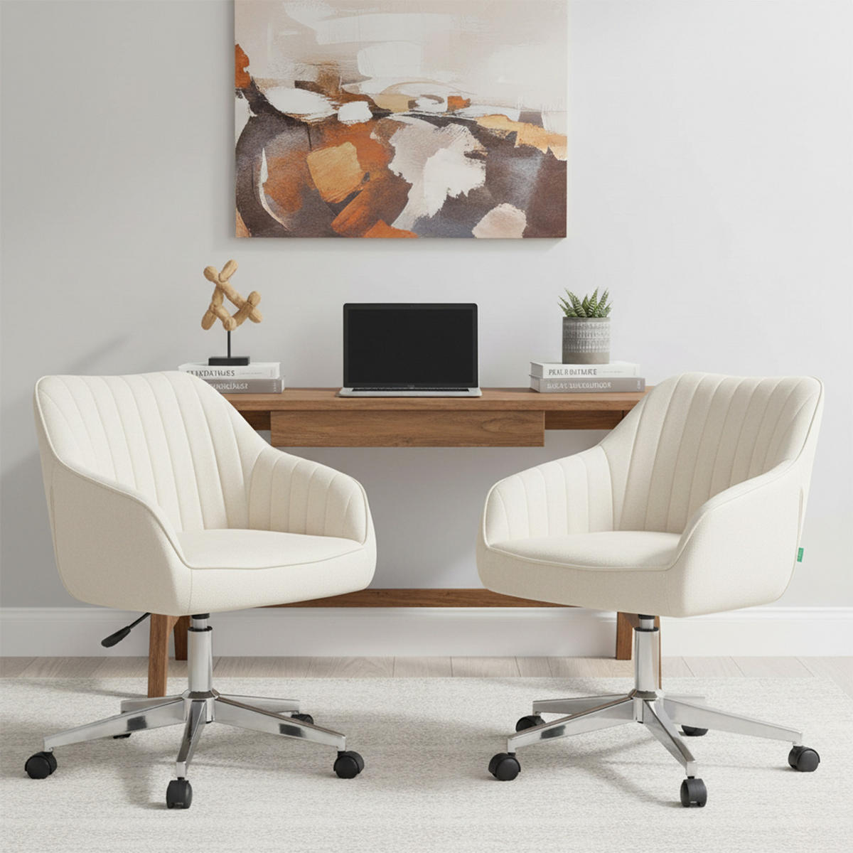 BÜROSTUHL Mika-Noel - Chromfarben/Creme, Textil/Metall (60/79/61cm) - DUBI Möbel