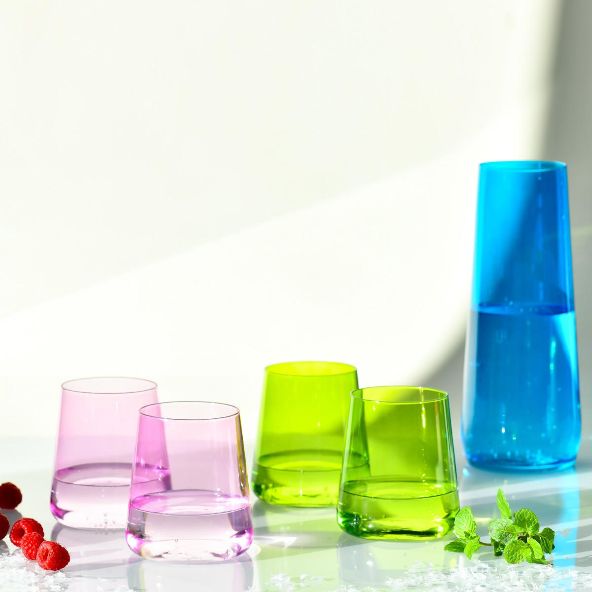 WASSERSET MIT KARAFFE UND 4 GLÄSERN Avant-Garde, 5-teilig, 380 ml - Transparent, Glas (0.38L) - Krosno Glass