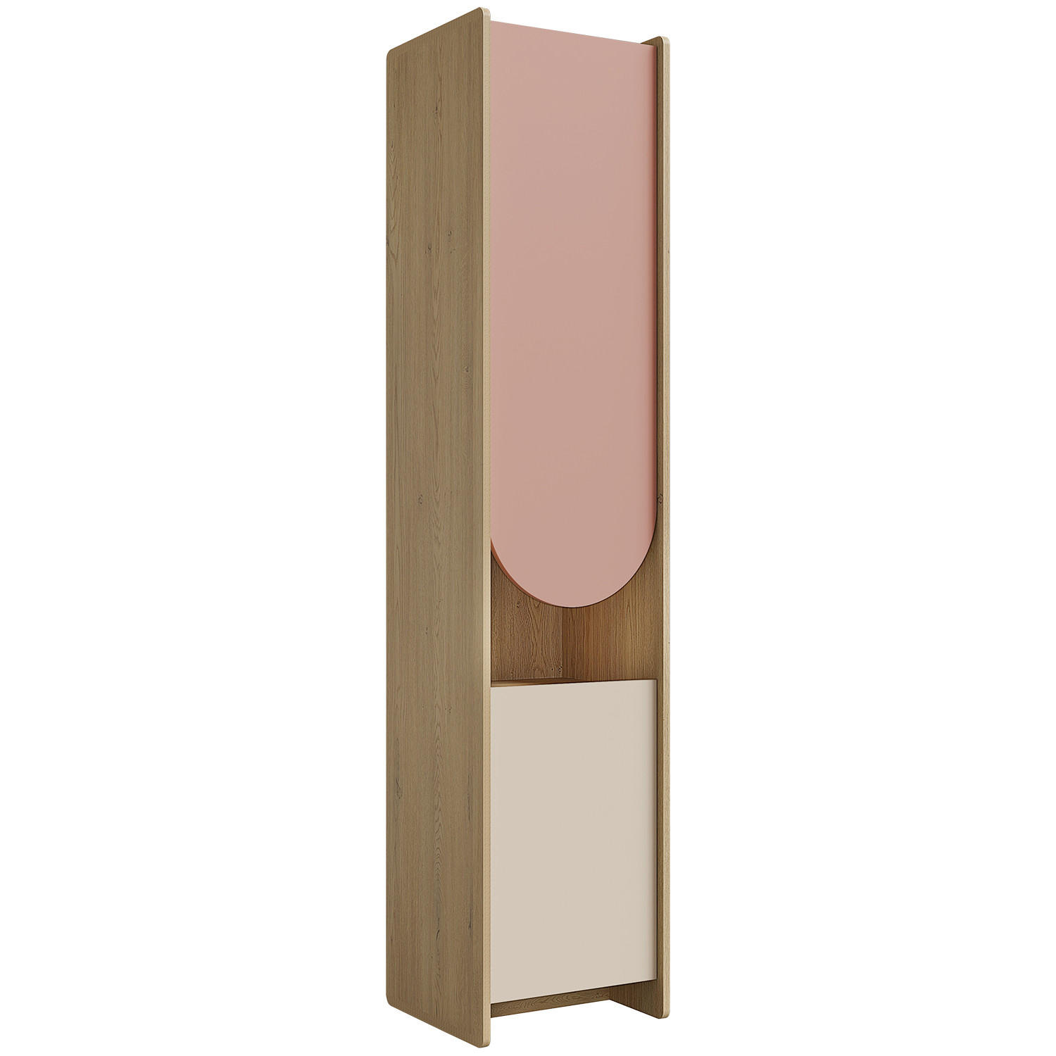 Beautysofa Bücherregal Eiche, Beige, Rosa 43x198x40 cm