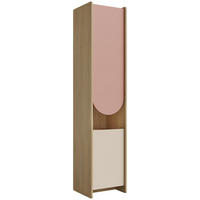 BÜCHERREGAL Lena mit 2 Türen und offenen Fächern, 43 cm, für Jugendliche, Eiche Cremona/Macadamia/Puderrosa, Links - Eichefarben/Beige, Holzwerkstoff (43/198/40cm) - Beautysofa