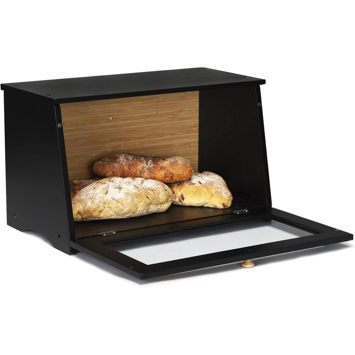 BROTKASTEN Bambus Schwarz 39 x 21 x 23 cm - Schwarz, Naturmaterialien (21/23/39cm)