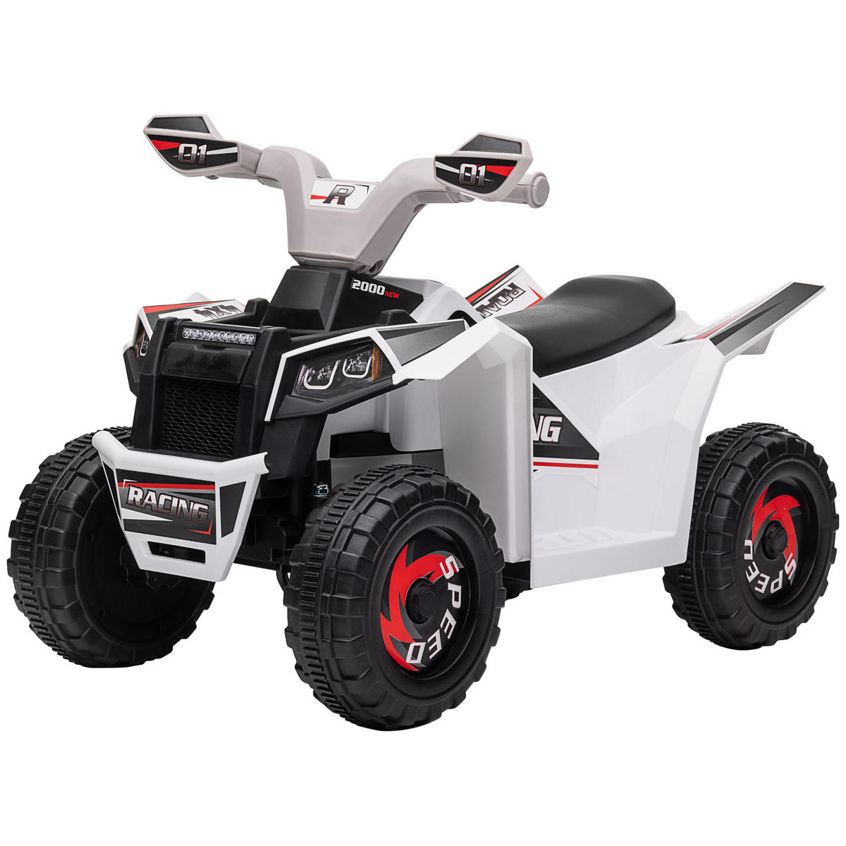 ELEKTRO-KINDERQUAD DE-06135 mit Vor- und Rückwärtsgang Weiß - Weiß, Kunststoff/Metall (70/41.5/48.5cm) - ComfortXL
