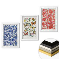 WANDBILDER 3er-Set - 20x30 cm Weißer Rahmen - Vintage-Blumen-Schmetterlings-Ornamente - Weiß, Kunststoff (20/30cm) - ArtPrintCave