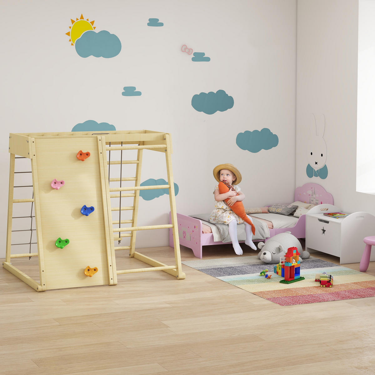 KINDERBETT 140x70 cm DE-14540 mit Schloss-Motiv Rosa - Pink, Holzwerkstoff (70/140cm) - ComfortXL