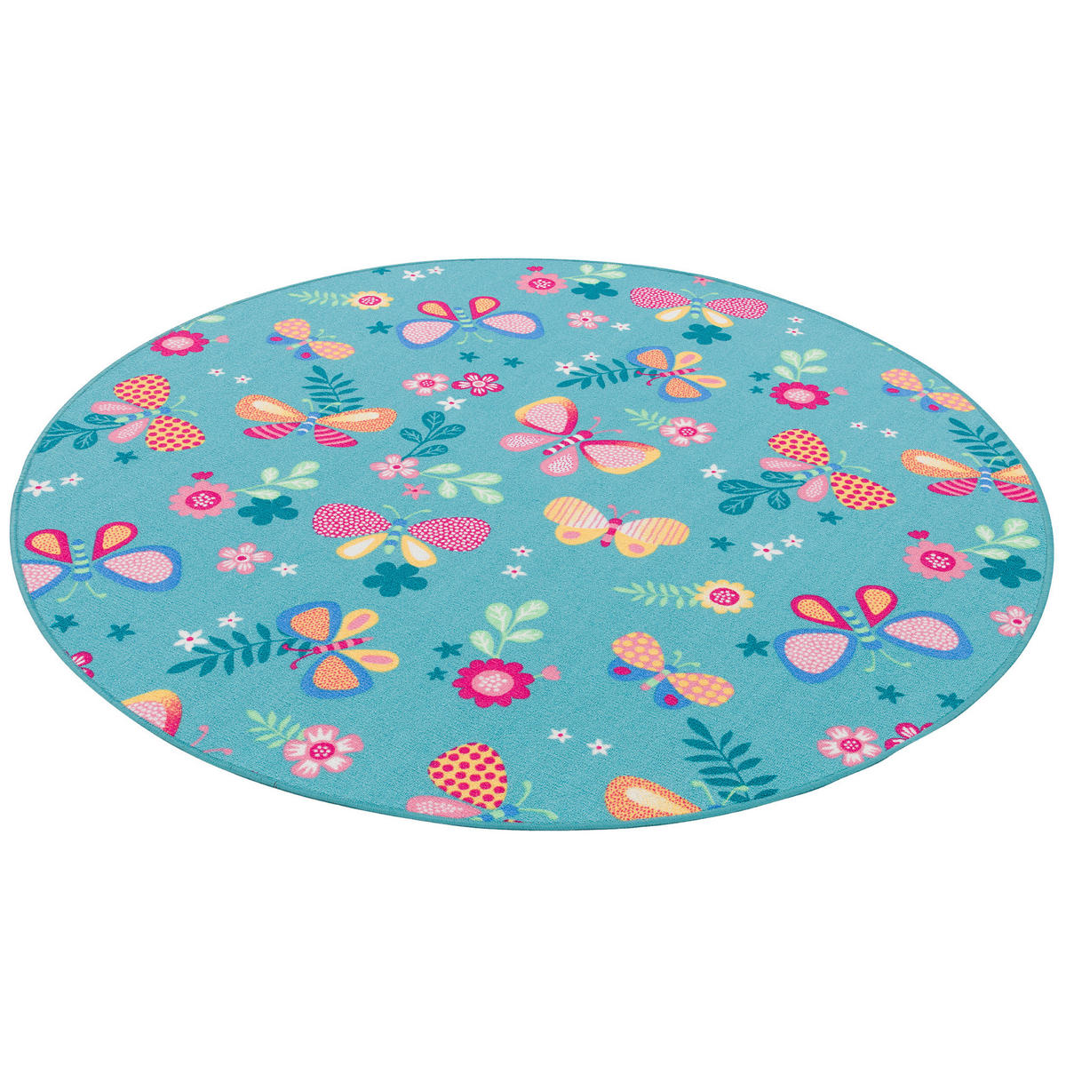 KINDER SPIEL TEPPICH SCHMETTERLING RUND - Türkis, Textil (133/133cm) - Snapstyle
