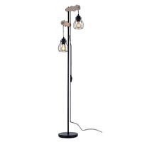 LED STEHLEUCHTE Metall Schwarz höhenverstellbar - Schwarz, Holz (38.5/23/150cm) - Globo Lighting