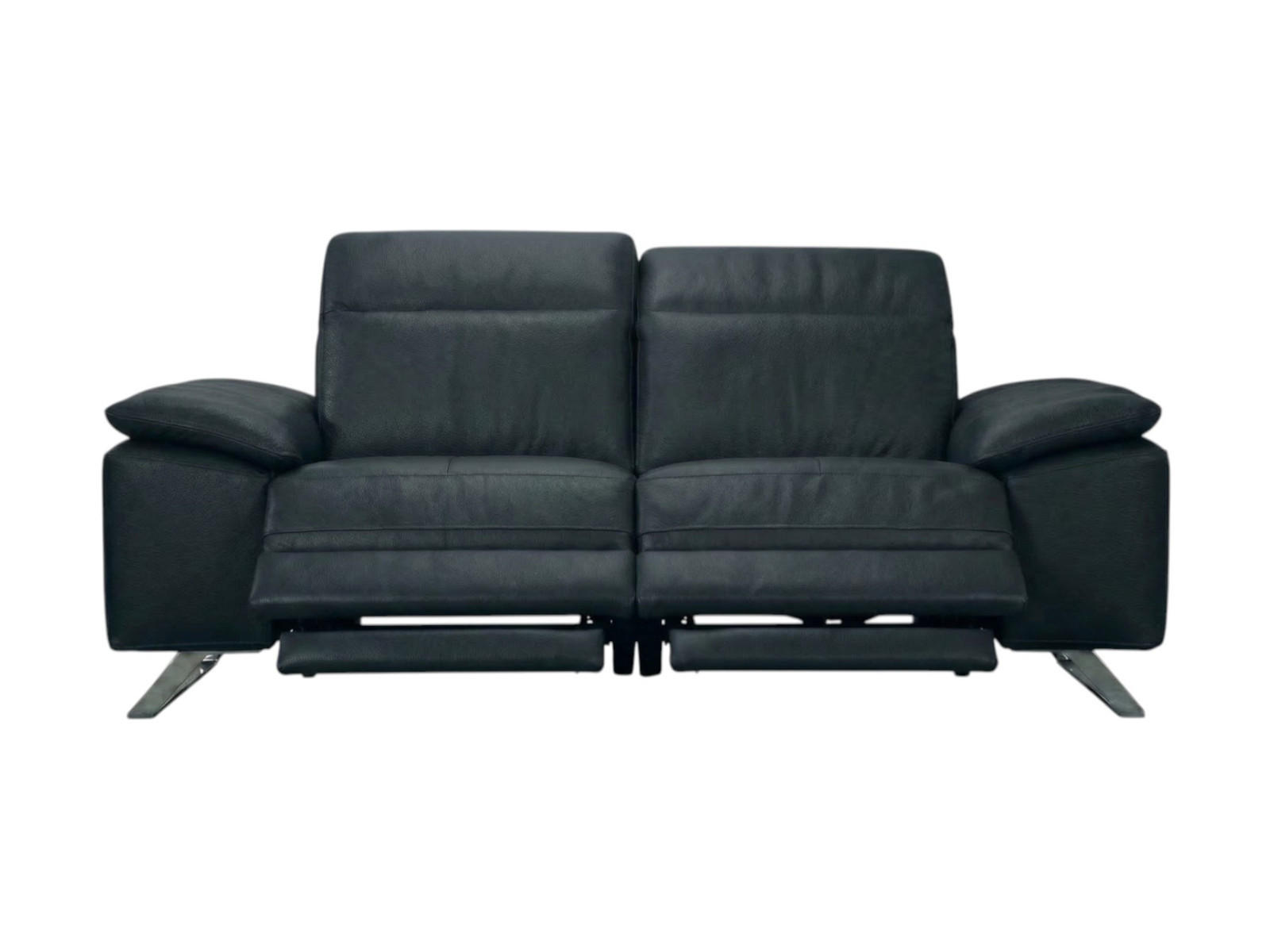 3-SITZER Sofa Genius Echtleder mit 2 x Relaxfunktion Schwarz - Schwarz, Leder/Metall (220/80/104cm)