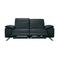 3-SITZER Sofa Genius Echtleder mit 2 x Relaxfunktion Schwarz - Schwarz, Leder/Metall (220/80/104cm)