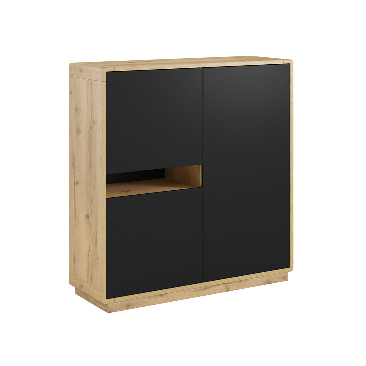 SIDEBOARD Raven Mattschwarz und Holz - Schwarz, Holzwerkstoff (121/126/40cm) - Petits-meubles