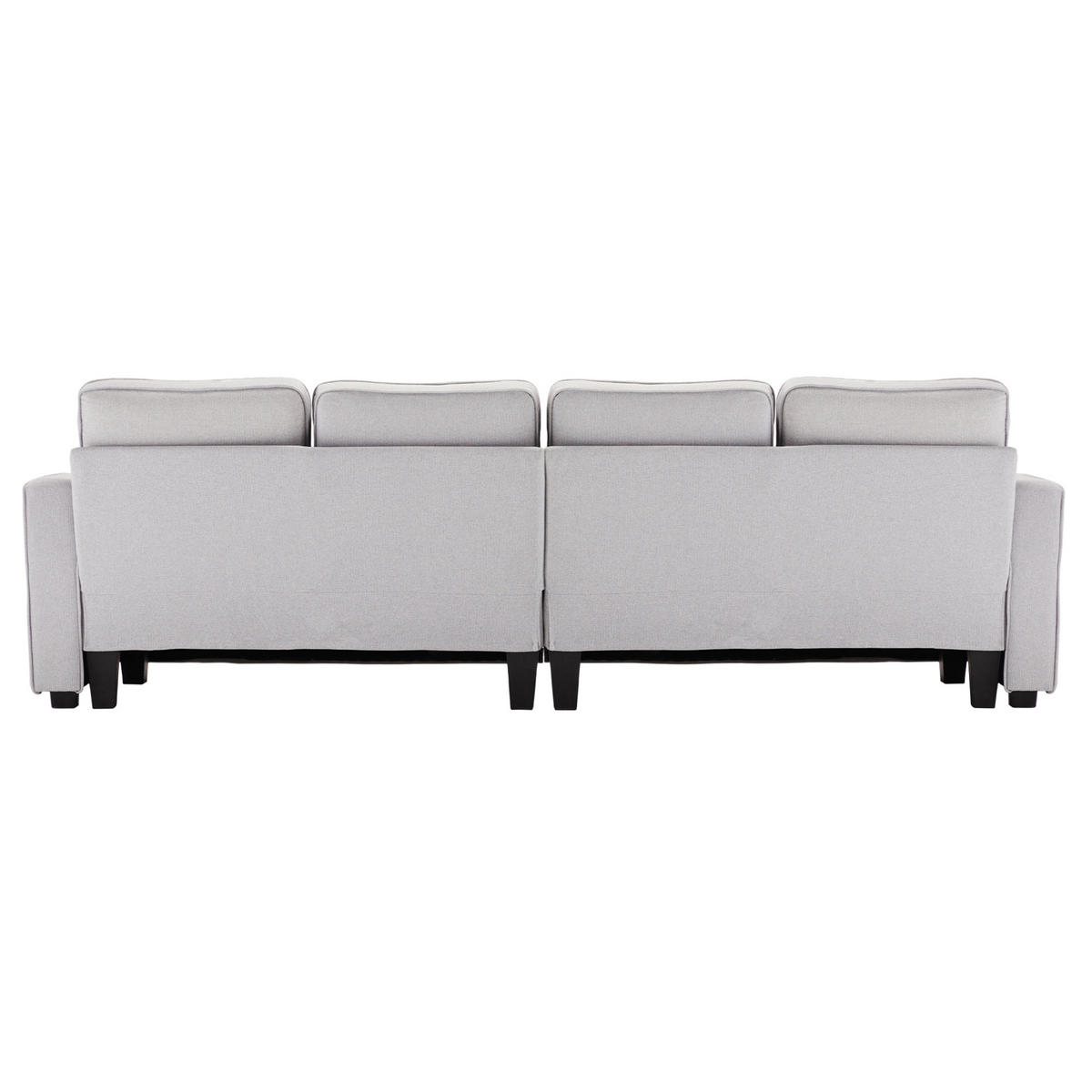 4-SITZER Sofa 264/87/83 cm Grau aus Leinen mit Armlehnentaschen - Hellgrau, Textil (83/87/264cm) - OKMYHOME