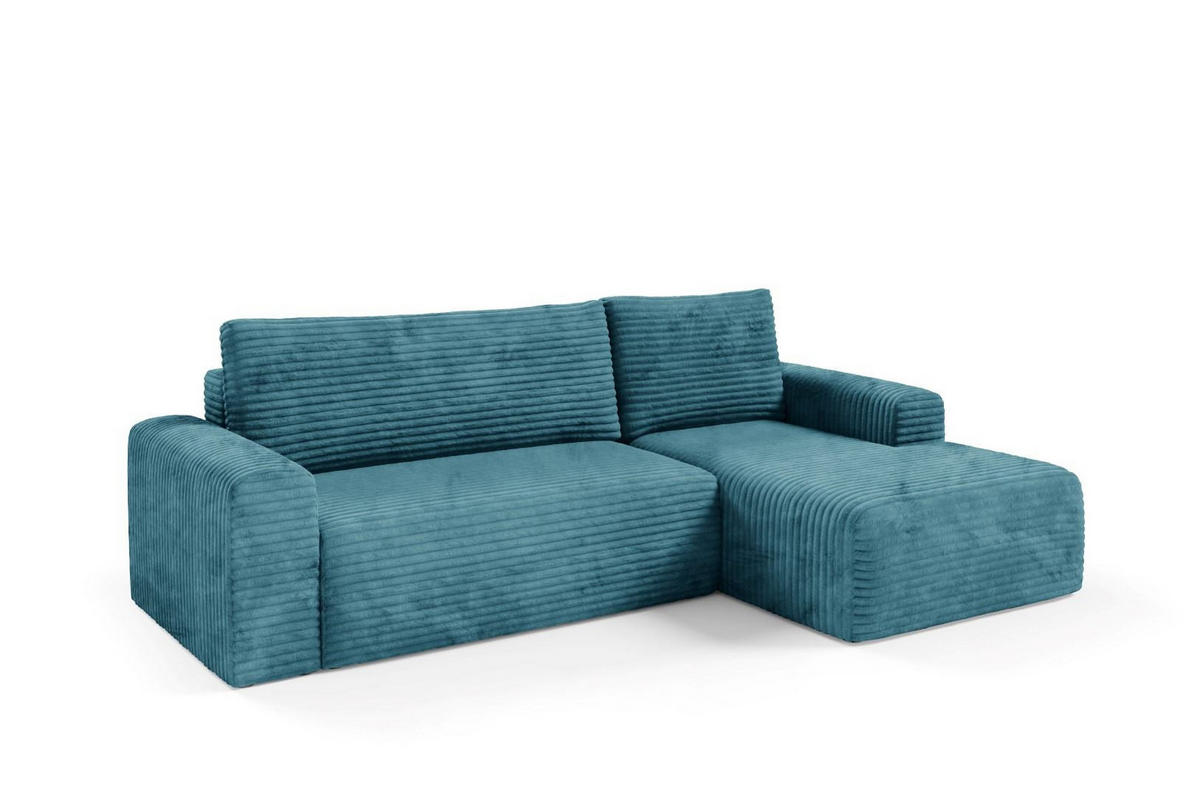 ECKSOFA mit Schlaffunktion Türkis - Blau, Textil (268/163cm) - Furnisell