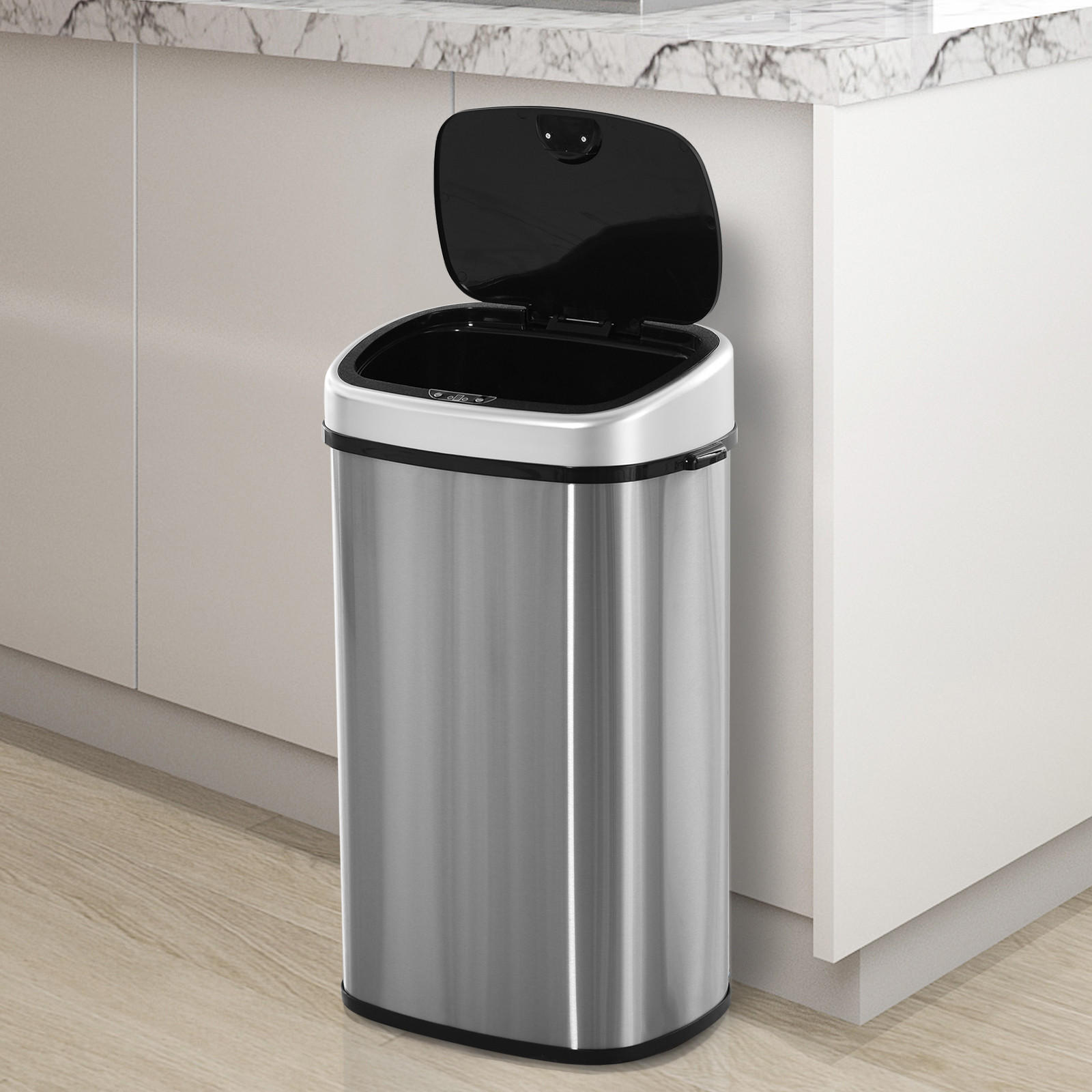 SENSOR Mülleimer, Edelstahl, ABS, Silber - Silberfarben, Metall (28.9/68/40.9cm) - HOMCOM
