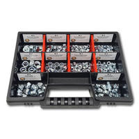 MUTTERN Sortiment M4-M5-M6-M8 235 tlg. Schraubenbox - Zinkfarben, Metall (3.5cm) - Schraubenbox24