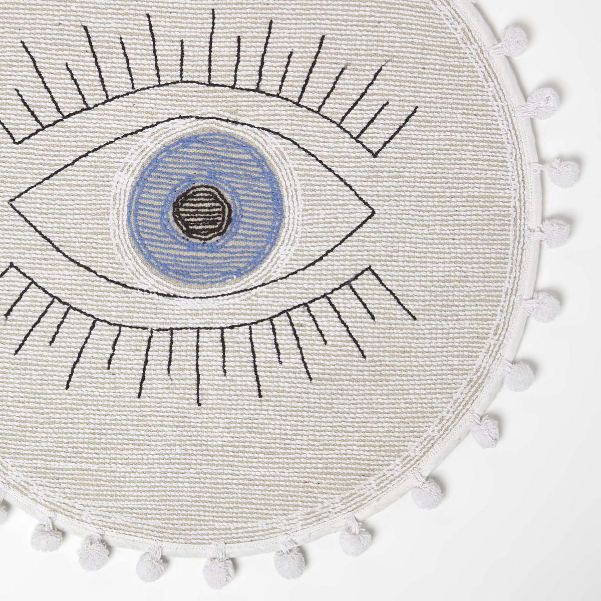 BADEMATTE Eye See You rund 60 cm, Baumwolle - Weiß, Textil (60/60cm) - Homescapes
