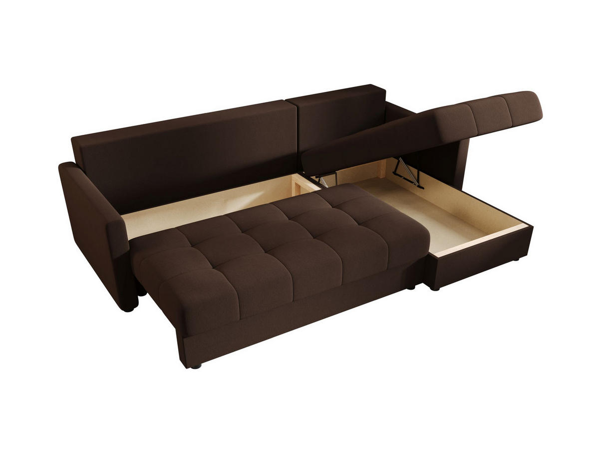 ECKSOFA MOS L BIS Cosmic 800 Rechts mit Schlaffunktion - Braun, Textil (220/143cm) - Bedante