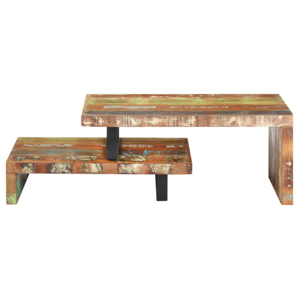 2-TLG. Couchtisch-Set Recyceltes Massivholz - Braun, Holzwerkstoff (90/50/40cm) - furnicato