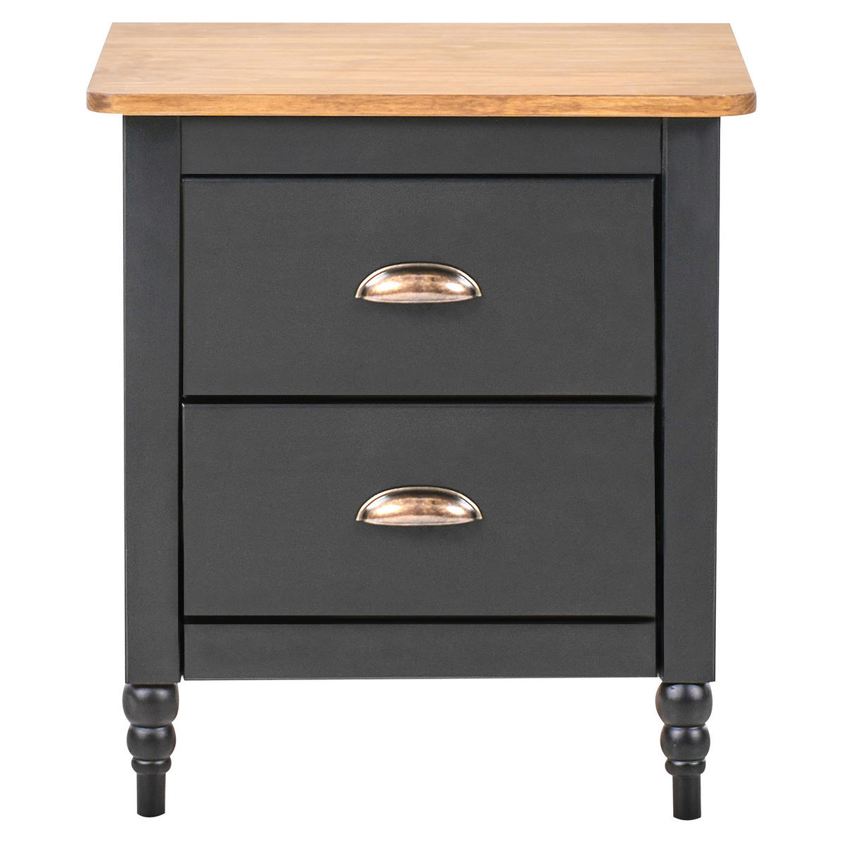 NACHTTISCH Schwarz/Gold/Heller Holzfarbton Shillington - Hellbraun/Goldfarben, Holz (46/52/35cm) - Beliani